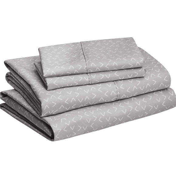 Basics Super Soft Easy Care Microfiber 4 Piece Bed Sheet Set Gray arrow full sz - Picture 2 of 4